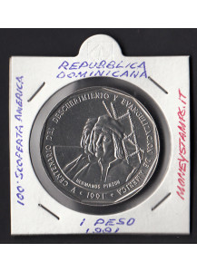 1991 - 1 peso Repubblica Dominicana 100 Anniv scoperta America
